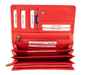 Μεγάλο Δερμάτινο Γυναικείο Πορτοφόλι GN 3-818 Κόκκινο