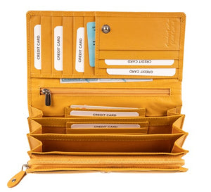 Μεγάλο Δερμάτινο Γυναικείο Πορτοφόλι GN 3-818 Κίτρινο