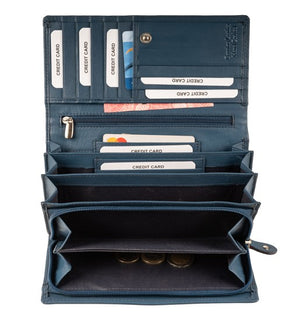 Μεγάλο Δερμάτινο Γυναικείο Πορτοφόλι GN 3-818 Μπλε