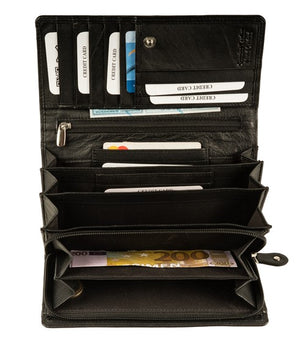 Μεγάλο Δερμάτινο Γυναικείο Πορτοφόλι GN 3-818 Μαύρο