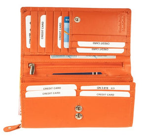 Μεγάλο Δερμάτινο Γυναικείο Πορτοφόλι GN 3-818 Πορτοκαλί