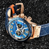 Ρολόι με Μεταλλικό Μπρασελέ LIGE 8917 Gold Blue
