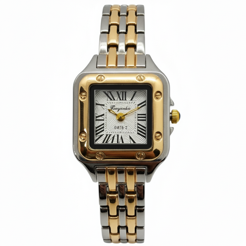 Vintage Γυναικείο Ρολόι Square με Χρυσό Μεταλλικό Μπρασελέ