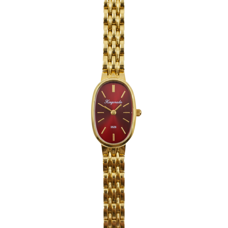 Vintage Γυναικείο Ρολόι Anne Red με Χρυσό Μεταλλικό Μπρασελέ icoonshop.com