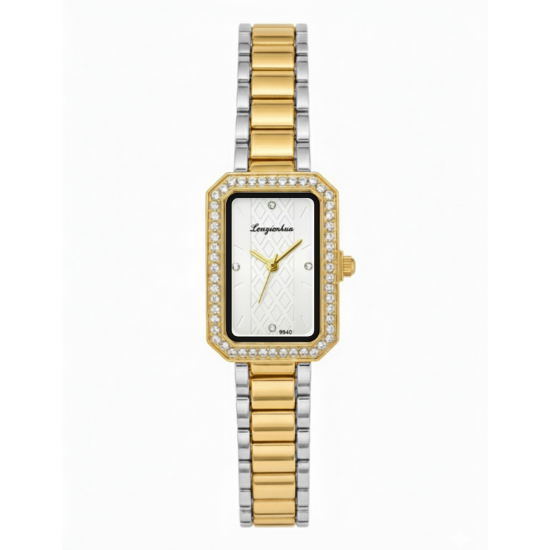 Vintage Γυναικείο Ρολόι AnnaBell White με Χρυσό Ασημί Μεταλλικό Μπρασελέ