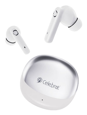 CELEBRAT earphones με θήκη φόρτισης W71, True Wireless, 10mm, 30/200mAh, λευκά
