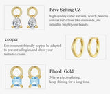 BAMOER σκουλαρίκια κρίκοι YIE262 με 3x σετ charm, κυβική ζιρκόνια, χαλκός, χρυσό