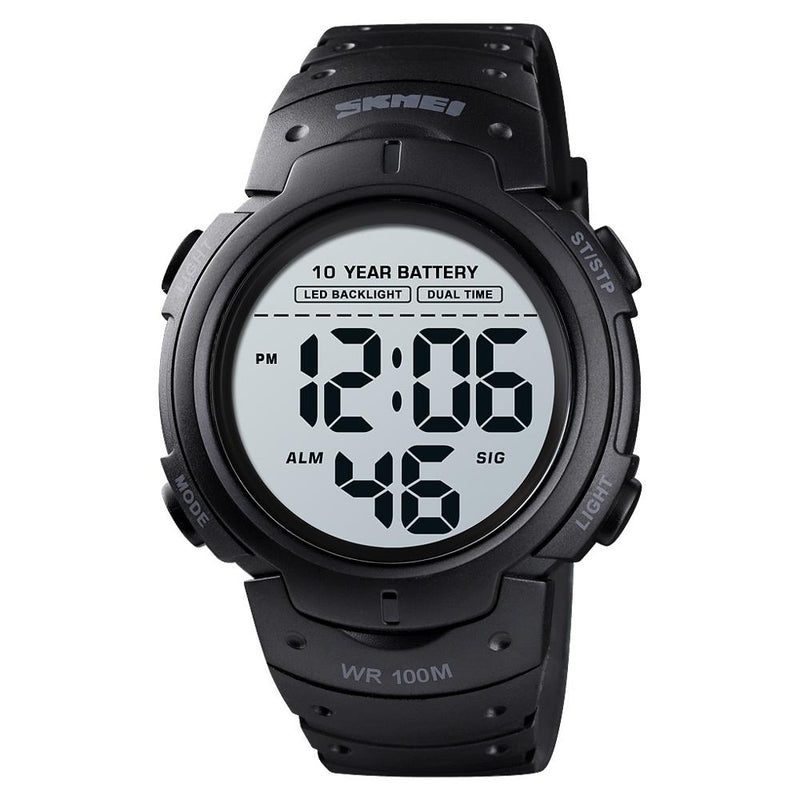 Skmei 1068 Black Ψηφιακό Ρολόι Μπαταρίας με Καουτσούκ Λουράκι Μαύρο
