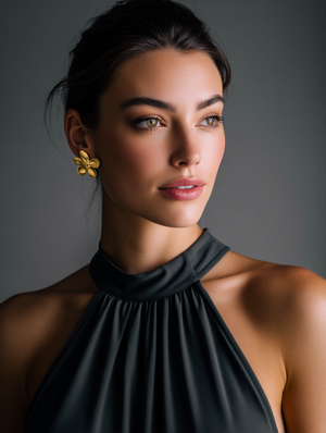 Σκουλαρίκια LM1196 Ατσάλινα Flower Χρυσό