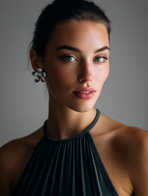 Σκουλαρίκια LM1194 Ατσάλινα Flower Ασημί