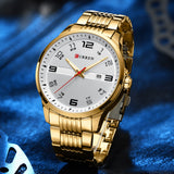 Curren 8411 Gold Ρολόι με Λευκό Καντράν και Χρυσό Μπρασελέ