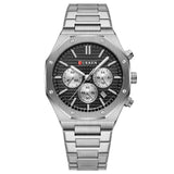 Сребърен черен часовник Curren 8440 с черен циферблат и сребърна гривна