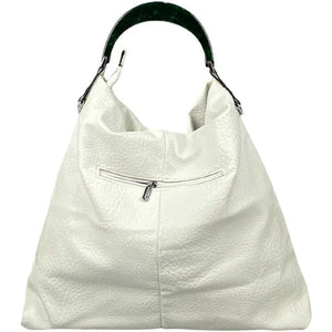 Τσάντα χειρός με κοκκάλινο χερούλι 1250 - Λευκό