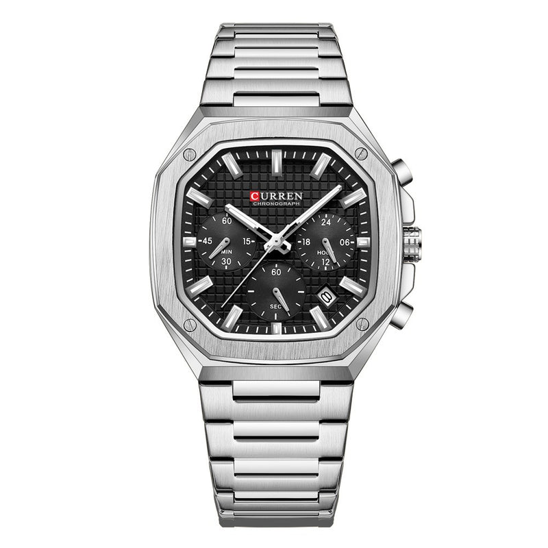 Curren 8459 Silver Black Ρολόι με Μαύρο Καντράν και Ασημένιο Μπρασελέ