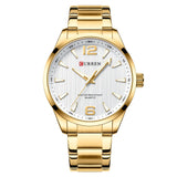 Curren 8434 Gold White Ρολόι με Λευκό Καντράν και Χρυσό Μπρασελέ
