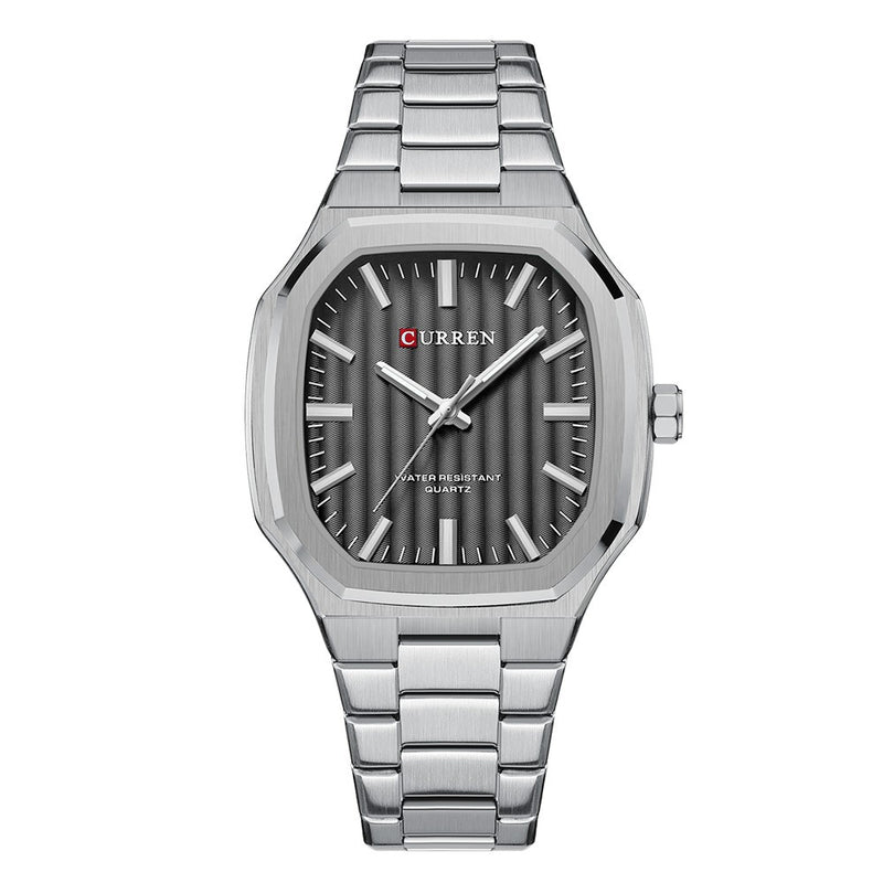 Curren 8458 Silver Black Ρολόι με Μαύρο Καντράν και Ασημένιο Μπρασελέ