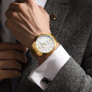 Curren 8434 Gold White Ρολόι με Λευκό Καντράν και Χρυσό Μπρασελέ