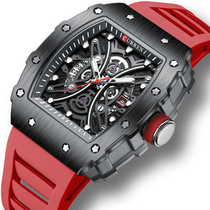 Червен часовник Curren RD-194 с черен циферблат и червена каишка