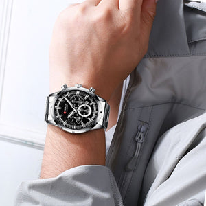 Curren 8355 Ανδρικό Ρολόι με Ασημένιο Μπρασελέ και Μαύρο Καντράν