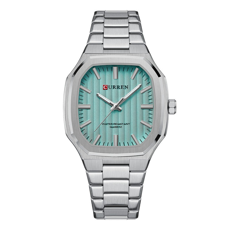 Curren 8458 Silver Blue Ρολόι με Μπλε Καντράν και Ασημένιο Μπρασελέ