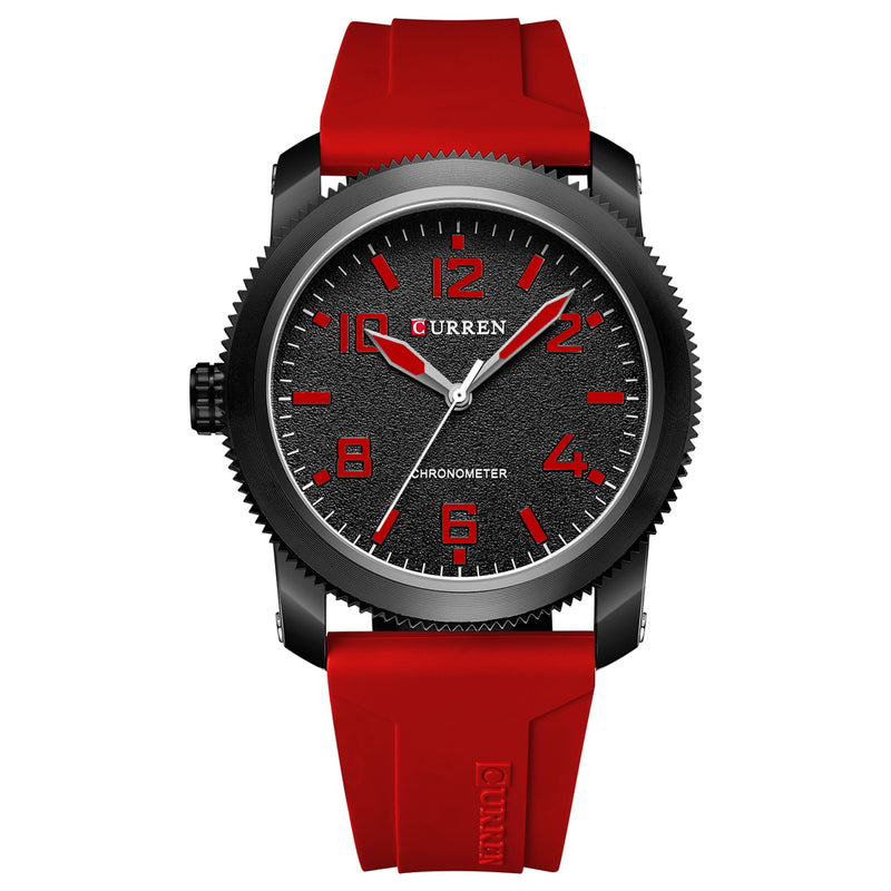 Curren 8454 Red Ρολόι με Μαύρο Καντράν και Καουτσούκ Λουράκι
