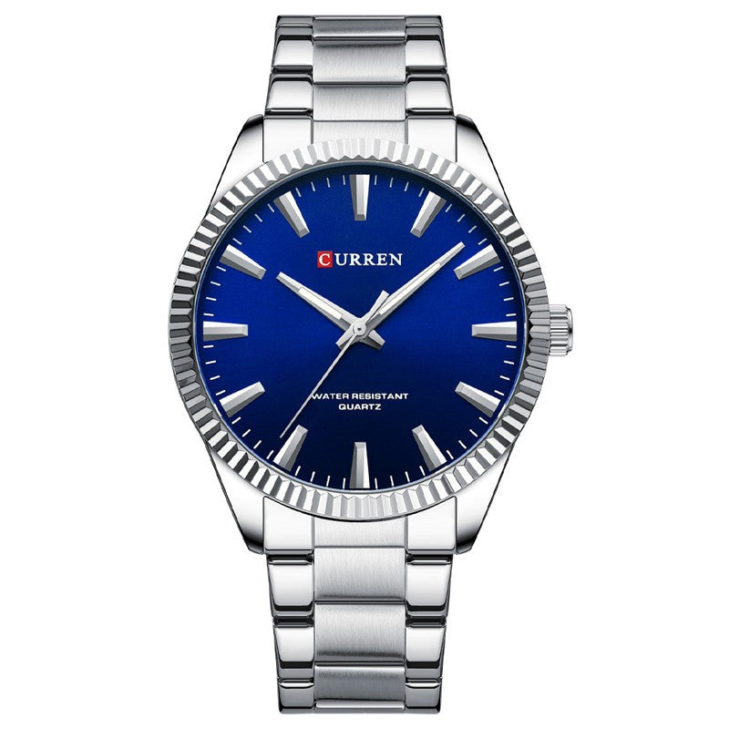 Curren 8425 Silver Blue Ρολόι με Μπλε Καντράν και Ασημένιο Μπρασελέ