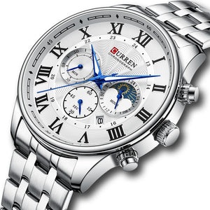 Curren 8427 Silver Ρολόι με Λευκό Καντράν και Ασημένιο Μπρασελέ