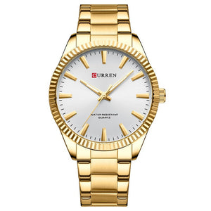 Златен часовник Curren 8425 с бял циферблат и златна гривна