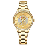 Curren Γυναικείο Ρολόι 9084 με Χρυσό Μπρασελέ και Χρυσό Καντράν