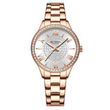 Curren Γυναικείο Ρολόι 9084 με Ροζ Χρυσό Μπρασελέ και Ασημένιο Καντράν