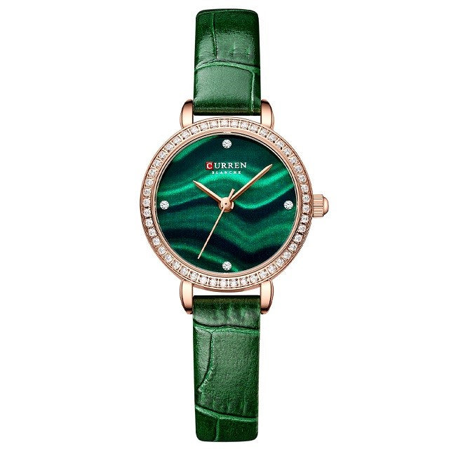 Curren 9083 Γυναικείο Ρολόι με πράσινο λουράκι και χρυσό καντράν