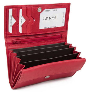 Μεγάλο Δερμάτινο Γυναικείο Πορτοφόλι AN 1-793 Κόκκινο