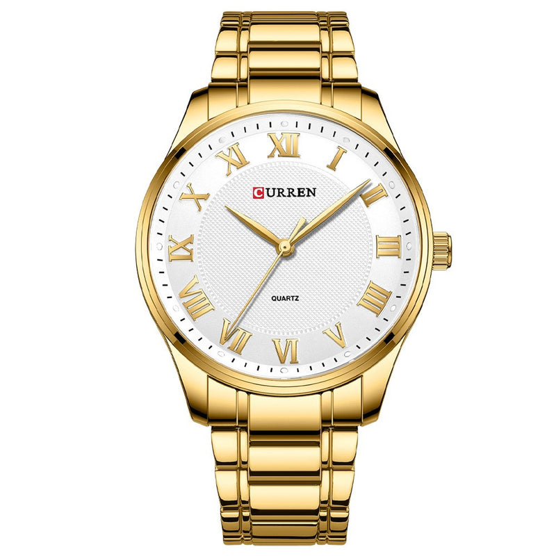 Curren 8409 Ανδρικό Ρολόι με Χρυσό Μπρασελέ και Λευκό Καντράν Gold