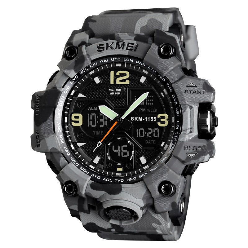 SKMEI 1155B Ανδρικό Ρολόι με Καουτσούκ Λουράκι Gray Camo Watch