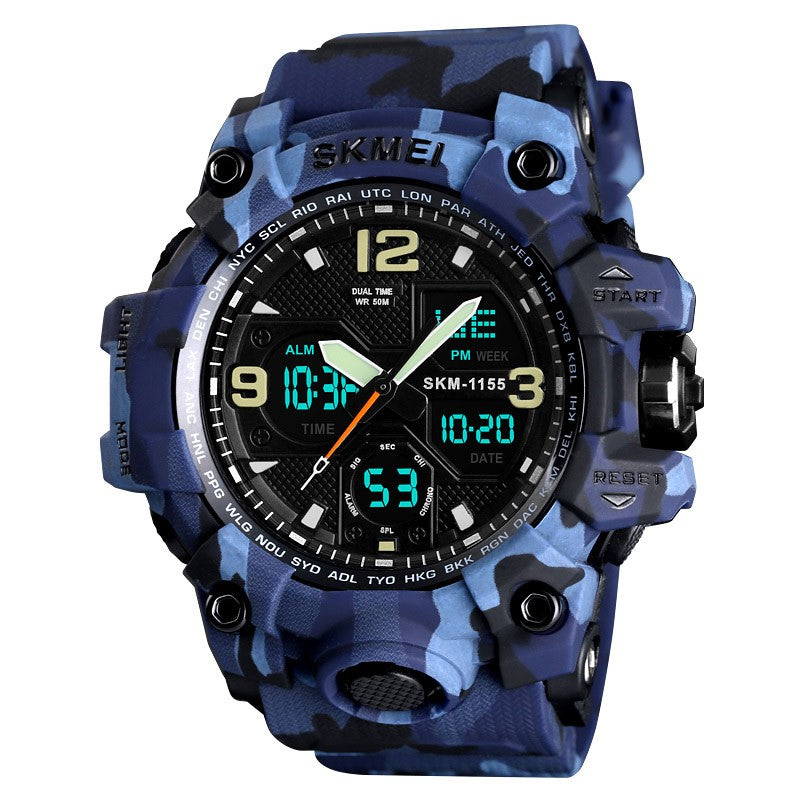 SKMEI 1155B Ανδρικό Ρολόι με Καουτσούκ Λουράκι Blue Camo Watch
