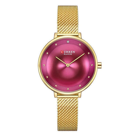 Curren 9029 Γυναικείο Ρολόι με χρυσό μπρασελέ και μωβ καντράν