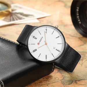 Curren 8257 Γυναικείο Ρολόι με μαύρο μπρασελέ και λευκό καντράν