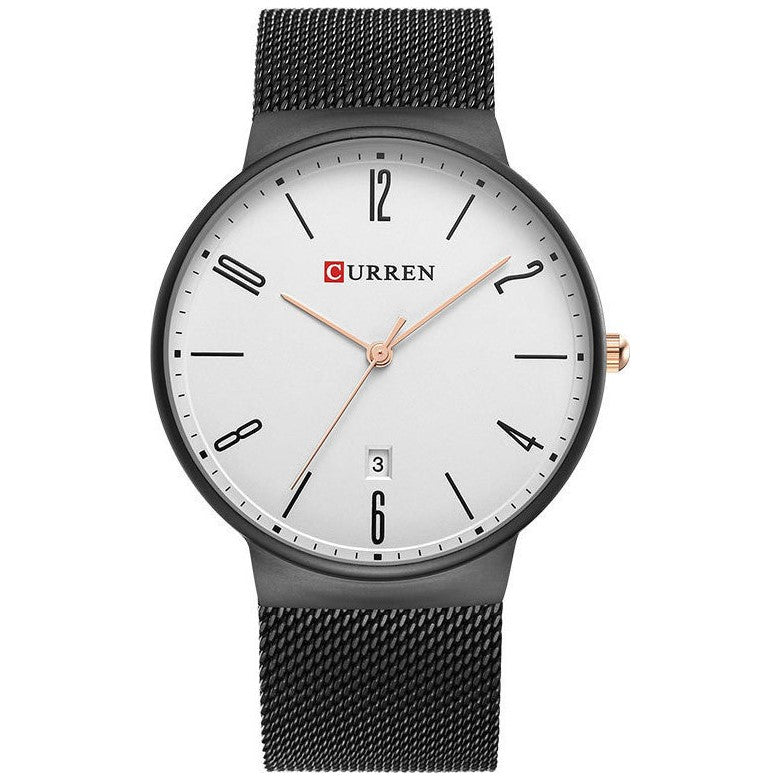 Curren 8257 Γυναικείο Ρολόι με μαύρο μπρασελέ και λευκό καντράν