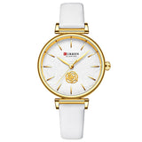 Curren 9078 Γυναικείο Ρολόι με λευκό λουράκι και λευκό χρυσό καντράν
