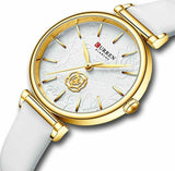 Curren 9078 Γυναικείο Ρολόι με λευκό λουράκι και λευκό χρυσό καντράν