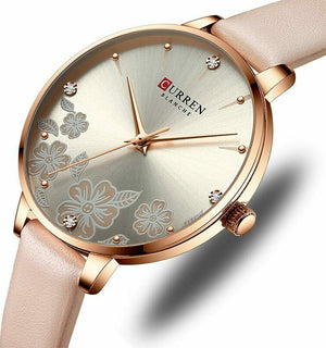 Curren 9068 Γυναικείο Ρολόι με μπεζ λουράκι και μπεζ καντράν