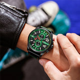 Curren 8393 Ανδρικό Ρολόι με Δερμάτινο Λουράκι και Πράσινο Καντράν