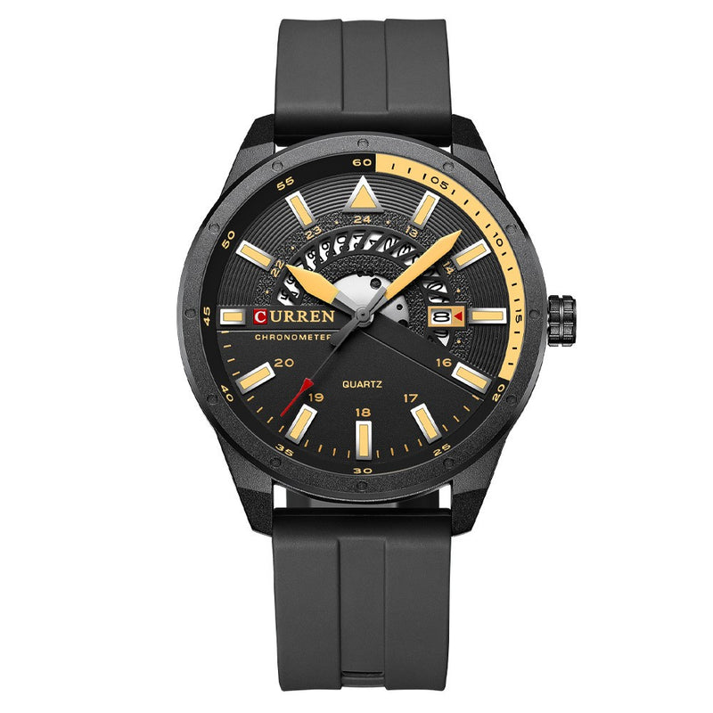 Curren 8421 Black Yellow Ανδρικό Ρολόι με Λουράκι Σιλικόνης