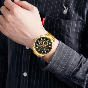 Skmei 9285 Ανδρικό Ρολόι με Μπρασελέ και Χρυσό Μαύρο Καντράν