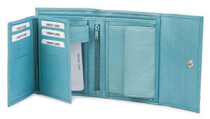 Δερμάτινο Γυναικείο Πορτοφόλι AN 1-699 Τιρκουάζ