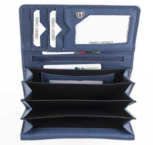 Μεγάλο Δερμάτινο Γυναικείο Πορτοφόλι AN 1-793 Μπλε