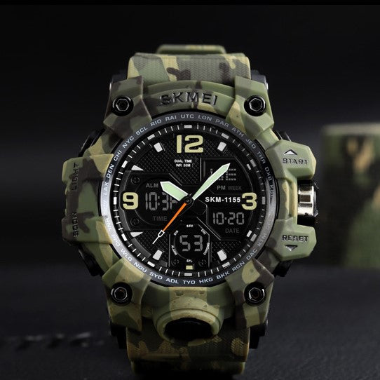 SKMEI 1155B Ανδρικό Ρολόι με Καουτσούκ Λουράκι Πράσινο Green Watch