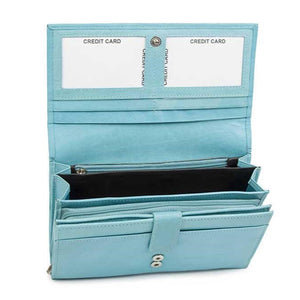 Μεγάλο Δερμάτινο Γυναικείο Πορτοφόλι AN 1-796 Τιρκουάζ