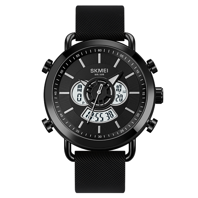 Ανδρικό Ρολόι Skmei 1680 Αναλογικό Ψηφιακό Ρολόι Black με Καουτσούκ Λουράκι