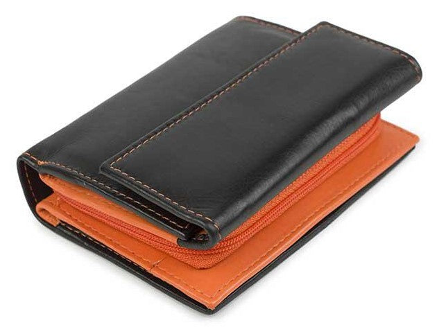 Γυναικείο Δερμάτινο Πορτοφόλι AN 7-832 Black- Orange